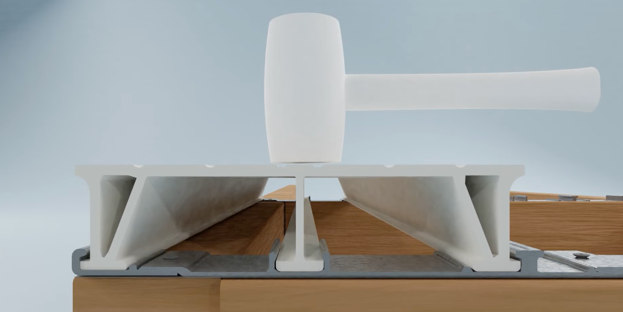 DockDeck Clip Strip installation with mallet