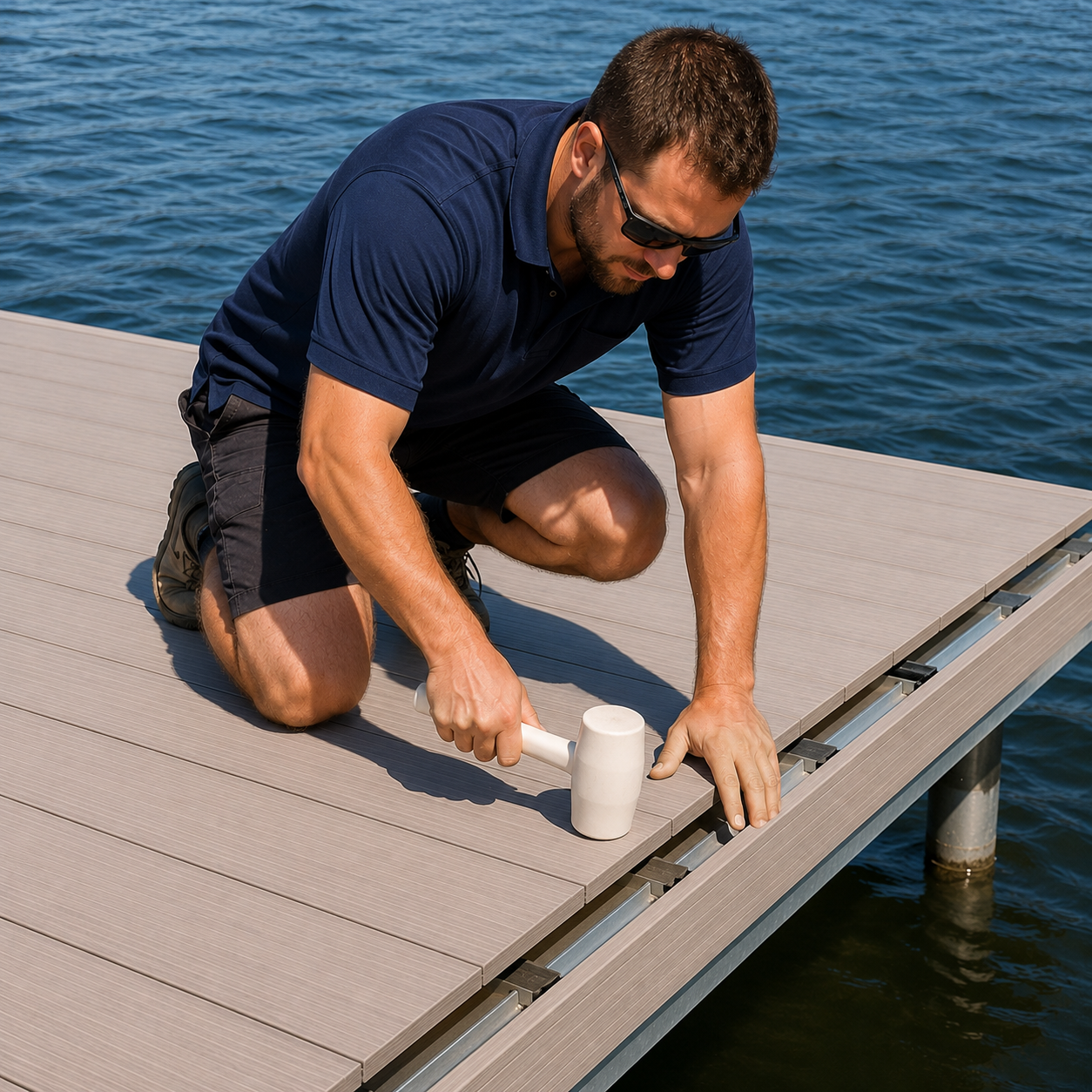 DockDeck installer working on a dock